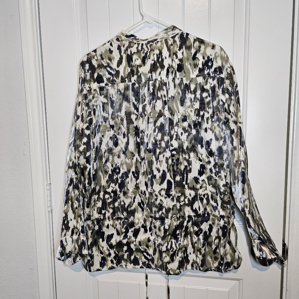 Ruby Rd Camo Metallic Button Front Utility Tunic … - image 8